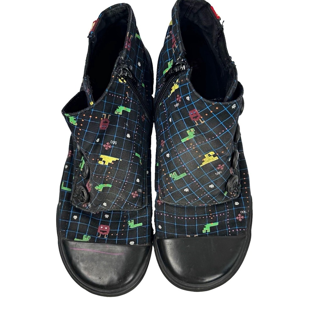 BC Footwear Coast To Coast Arcade Space Invaders Canvas Zip Slip-On Sneaker 8.5
